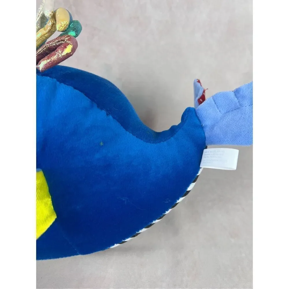 Vintage Love n Care Stuffed Plush Whale Fish Colorful Rattle Toy Green Red Blue